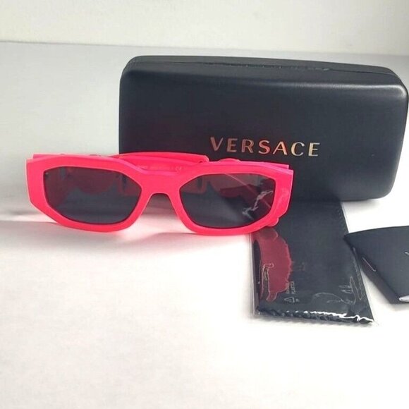 VERSACE Sunglasses VE4361 Pink Biggie Sunglasses Fuxia Fluo Medusa Rectangle - Picture 11 of 16